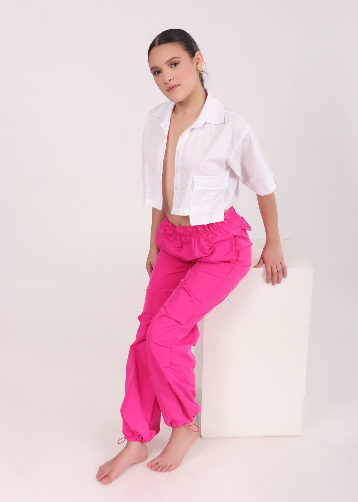 Bright Pink Parachute Pants