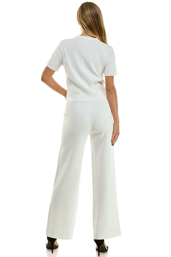 Embellished Ivory Knit Set